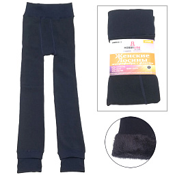 0758-2 Лосины женские с закрытой пяткой, микрофибра с флисом 600 DEN, р.XS-M