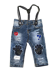 80897 Джинсы для мальчика на подтяжках